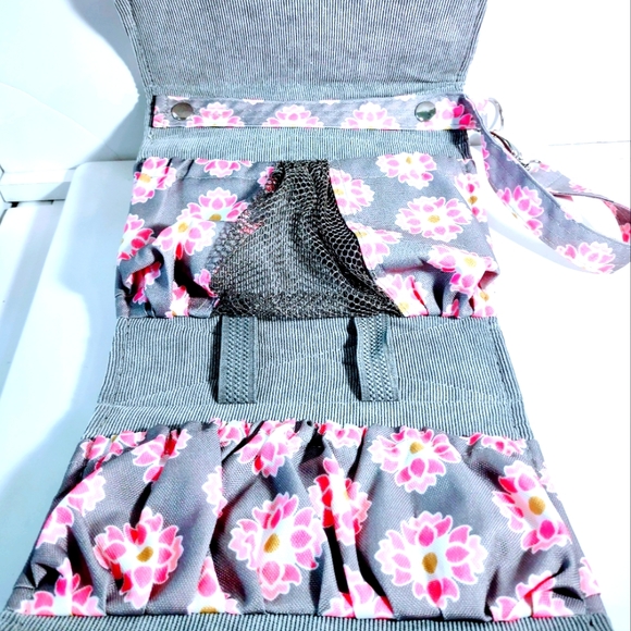 Lilly Bit foldable Pink and Grey Diaper Clutch with strap - Picture 6 of 14